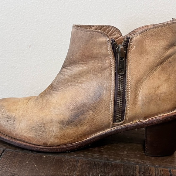 BED|STU Tan Leather Ankle Booties with Chunky Heel Womens size 8.5 - Picture 4 of 13